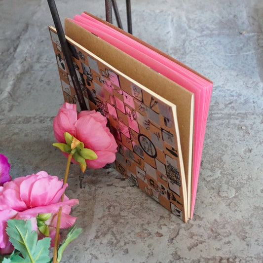 CAHIER ZIGZAGANT, argent & rose