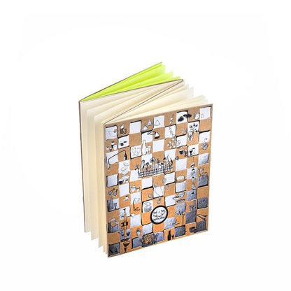 CAHIER ZIGZAGANT, argent & jaune